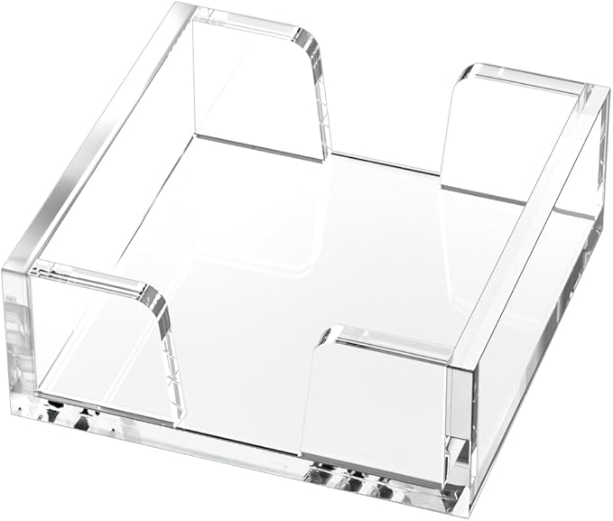 WINFFOR Acrylic Notepad Holder Dispenser - 3x3 in Sticky Note Memo Holder for Desk Organizer (W/O Pads) Office Desk Accessories School Supplies, Crystal Clear