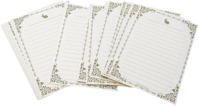 100 Sheets Rabbit Stationery Lined Paper,A5 Stationery Writing Paper with Antique Border Design,Letter Size (Unpunched) Ruled Filler Paper for Writing Letters,Vintage Invites (White)
