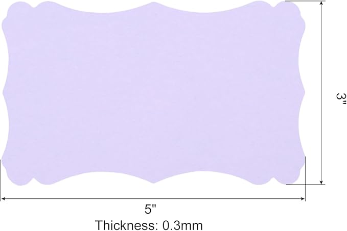 PATIKIL 3"x5" Blank Paper Business Cards, 50 Pack Small Index Flash Cards Words Message Note Card Mini Paper Tags Lace for DIY Gift, Light Purple