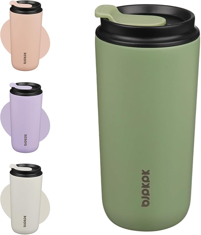 BJPKPK 16oz Insulated Tumbler with Lid,Travel Coffee Mug Stainless Steel,Leakproof Reusable Thermal Cup for Cold and Hot Drinks,Forest Green