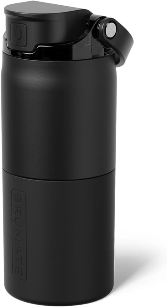 BrüMate Rise 18oz Water Bottle with Covered Silicone Straw | 100% Leakproof Insulated Kids Water Bottle | Cup Holder Friendly Base | 18oz (Matte Black)