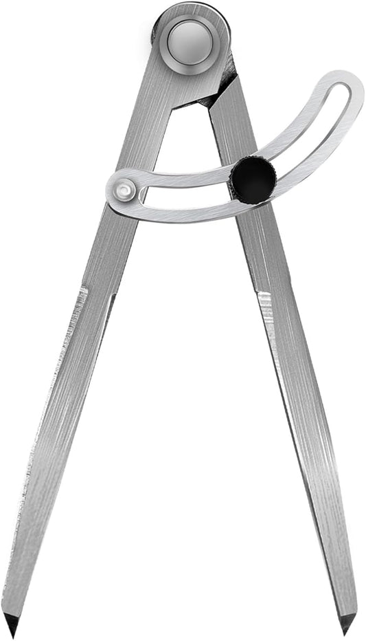 6 inch Professional Compass with Wing, Alloy Metal Divider, Compass Geometry Tool, Metal Leather Work Scribe Tool Woodworking Drafting Carpenter Compass for Geometry