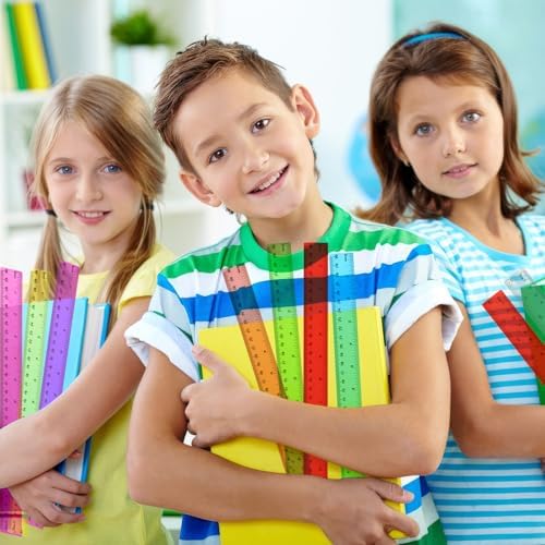 32 Pack Clear Plastic Rulers 12 inch, Ruler Bulk for Classroom and Office