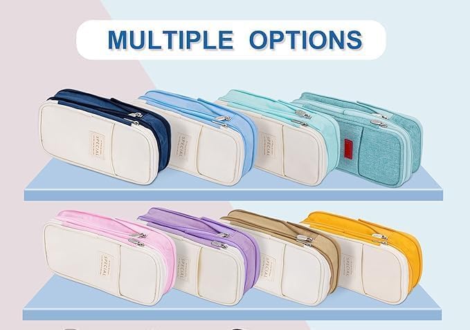 Arnuixty Large Storage Pencil Case Pen Bag with Zipper Big Capacity Pouch Organizer for Office Travel Holder Box