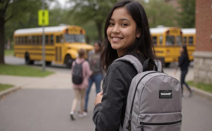 Trail maker Classic 17 inch Backpacks with Adjustable Padded Straps | School Backpacks for Girls, Boys (Grey)