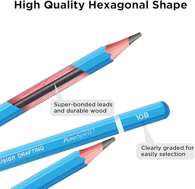 Sketch Pencils for Drawing, 12pcs Professional Art Drawing Pencils for Shading, Sketching & Doodling | Graphite Pencil for Artists & Beginners - 10B