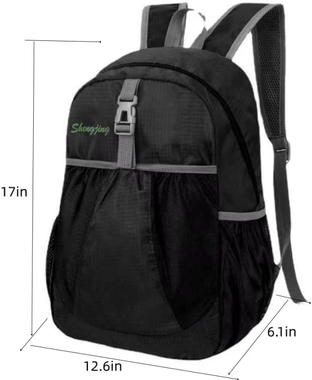 Travel lightweight foldable backpack hiking backpack splash proof compact travel backpack day pack (black)