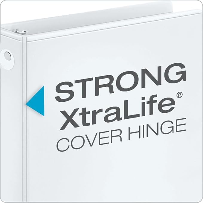 Cardinal 1 Inch 3 Ring Binders, White, 12 Pack, Round Ring Binder, Holds 225 Sheets, PVC Free, Customizable Covers, 2 Pocket View Binders for Office and School Organization