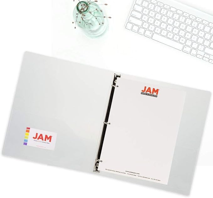 JAM PAPER Plastic 0.75 inch Binder - Clear 3 Ring Binder - Sold Individually