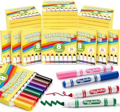 288 Count Washable Markers Bulk, 36 Packs, 8 Colors, School Supplies