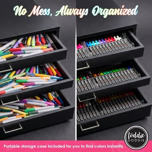 Loddie Doddie Chalk Markers - Pack of 48, 6mm Reversible Tips - Liquid Chalk Pens for Glass & Windows - Dry Erase Chalkboard Markers for Blackboard & Calendars - Non-Toxic Pens for Art & Decor