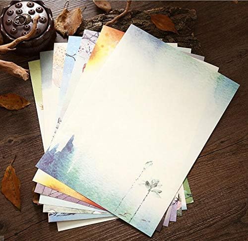 Retro A4 Stationery Paper and Envelopes Set,Letter Paper and Old Age Paper,Writing Paper and Printer Paper,32 Sheets Stationary Paper and 12 Envelopes(Retro)