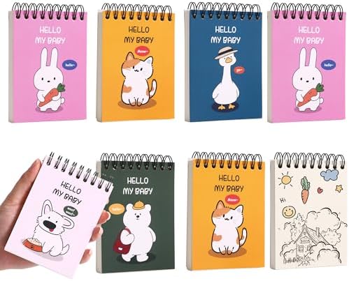8pcs Dreamdove Blank Page Journal 3.1" X 4.3"Small Spiral Pocket Notebook Blank Unlined Notepads160 Pages Cute Spiral Blank Notebook No Lines Top Notebook Unlined Little Memo Steno Note Pads Nursing Notepad For Work, School, Office, Nurse, Travel