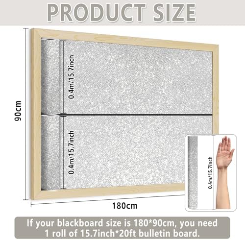 Glitter Silver Bulletin Board Roll Non-Woven Fabric Poster 15.7" x 20 Ft