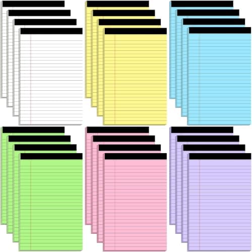 Beieverluck 24 Pack Notepads Legal Pads 5x8, Small Note Pads College Ruled Writing Pads, Lined Pads of Paper mini Legal Pads for Office Home School, 30 Sheets/Pack, Multicolor