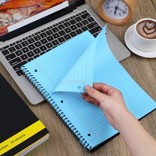 Resurhang 6 Pcs Top Spiral Notebooks,8.5 x 11 Inches,3 Hole Punch,6 Colors