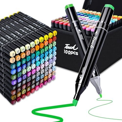 100 Colors Alcohol Markers, Dual Tip Fine & Chisel Pens, Art Markers Sketch Pens Permanent Alcohol Based for Adults Coloring Books Illustration Sketching Painting Art Supplies