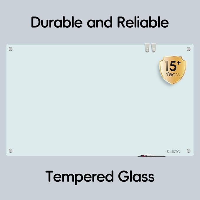 Glass Whiteboard - Glass Dry Erase Board 48" x 36" Magnetic White Board Writing Board White Boards for Walls Wall Office Home