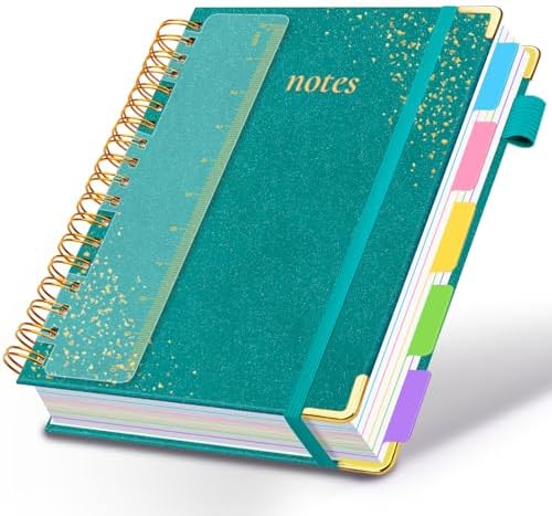 Hardcover Spiral Notebook with Tabs & Dividers, 8.5"x11" 5 Subject