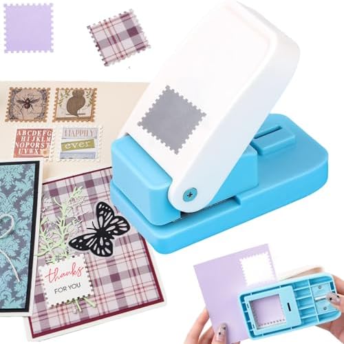 Square Stamp Punch, 1 Inch Square Stamp Puncher Postage Stamps Punches for Paper Crafts, StampShaped Paper Punches, Scrap a Day Punch,StampCutter Hole Puncher for DIY Scrapbooking Crafting Card Making