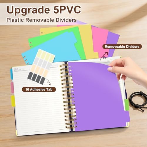 Hardcover Spiral Notebook Journal with Removable Dividers Tabs