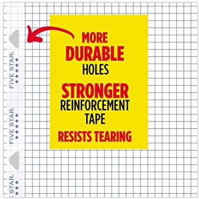 Five Star Filler Paper, Graph aZcbu Ruled, Reinforced, Loose-Leaf, 11 x 8 1/2" Sheet Size, 100 Sheets (2 Pack)