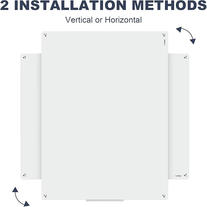 TANKEE Glass Whiteboard, 48 x 36 Inches Magnetic Glass Dry Erase Board for Wall, Large Frameless White Board for Office School Home Classroom