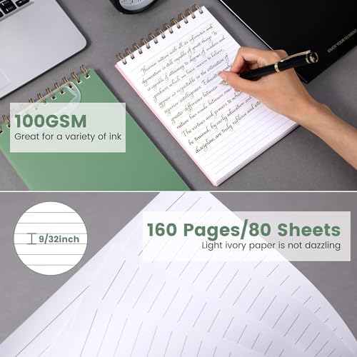 Yoment A5 Top Spiral Notebook, Steno Pads College Ruled Notebook,160 Pages