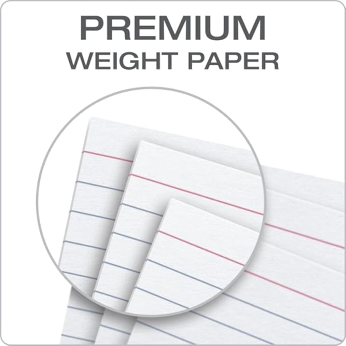 Oxford Ruled Index Cards, 5" x 8", White, 100/Pack (51)