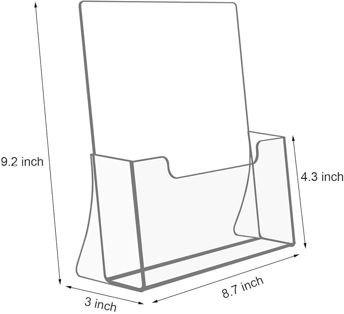 NIUBEE Acrylic Brochure Holder 8.5 x 11 inches 2 Pack, Clear Acrylic Literature Holder Plastic Flyer Display Stand, Acrylic Countertop Organizer for Magazine, Pamphlet, Booklets, Menu, Journals