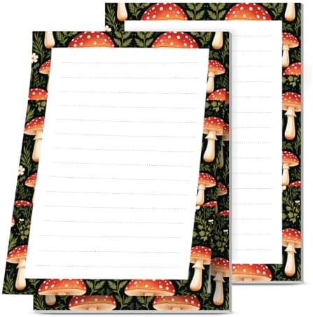 Lined Sticky Notes 4x6 in, 2 Pack Large Cute Notepads with Lines, Bright Post Memo Note Pads Big Rectangular Sticky Notes for Office Boho Mushroom Forest
