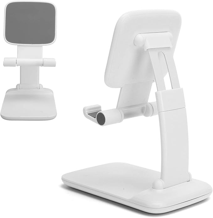 ciciglow Adjustable Desktop Mobile Phone Tablet Stand Holder for Webcast Online Meeting (Plastic White)