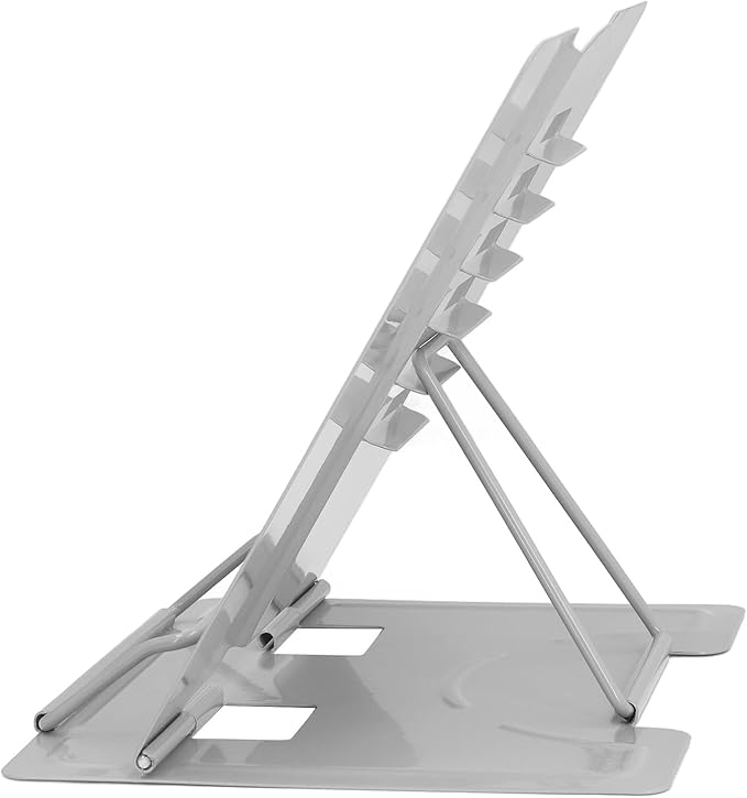 Book Holder Stand Adjustable Height Angle Ergonomic Design Foldable Portable Metal Reading Stand for Home Office School Iron Material 22 x 21cm (Grey)