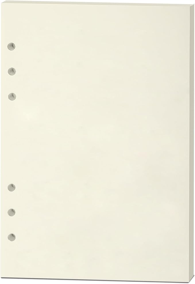A5 Blank Notebook Refill, 6-Hole Punched, 100GSM Loose-Leaf Paper and Planner Inserts for Sketchbooks, Journals, and Personal Writing,80 Sheets/160 Pages