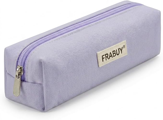 Canvas Pencil Case Pouch – Multipurpose Pen Bag Stationery Purple | Heavy-duty canvas, smooth alloy zipper, cute organizer for girls and boys, ideal for stationery, cosmetics, tech gear