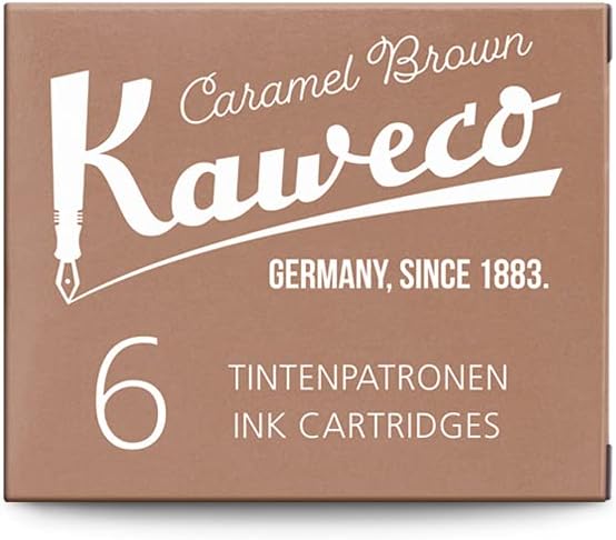 Kaweco Fountain Pen Ink Cartridges Caramel Brown Pack of 6 | Premium Ink with Short Standard Cartridges in Brown | Vegan Cruelty Free Water Soluble Calligraphy Lettering Writing