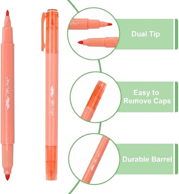 Mr. Pen- Dual Tip Bible Highlighters, 8 Pack, Pastel Colors, Fast Dry Highlighters Set, Cute Markers for Bible Study, Journaling, School, Office Supplies and Accessories