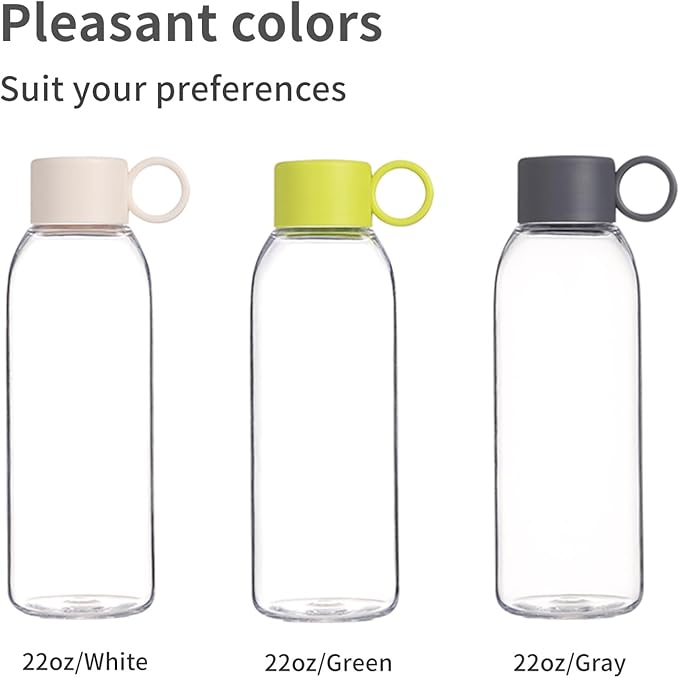 emoi 22oz Clear Water Bottle, Reusable Leak Proof BPA-Free Water Bottles for Boys Girls Men Women Perfect Size for School Travel Hiking Gym Office Ideal for Daily Hydration-White