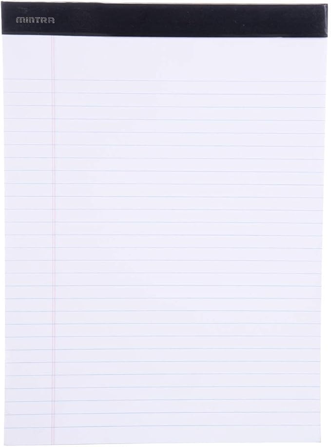 Mintra Office White Legal Pads – Ruled Notepads and Micro-Perforated Sheets, Ideal for Writing, Note-Taking & Creativity, Office, or Professional Use, Basic Pad 6 pack, 8.5"x11" (Wide Ruled)