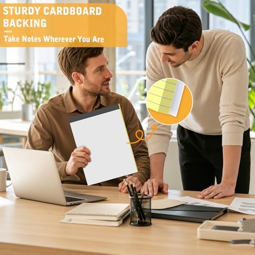 5 Pack Colored Legal Pads 8.5 x 11 Inch, Wide Ruled Micro Perforated Writing Pads 30 Sheets Per Pad for Work Study Daily Note Taking List