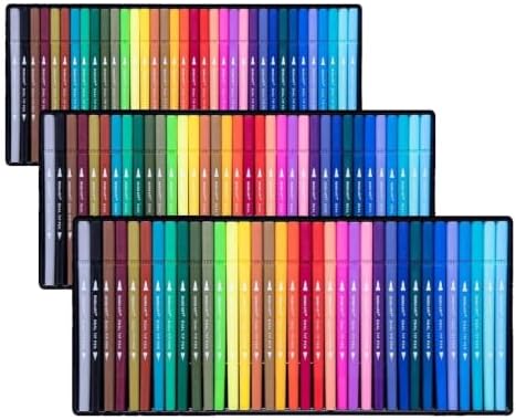 35 Dual Markers Pen for Adult Coloring Book, Coloring Brush Art Marker, Fine Tip Colored Pens for Bullet Journaling Drawing Planner (Pack of 3)