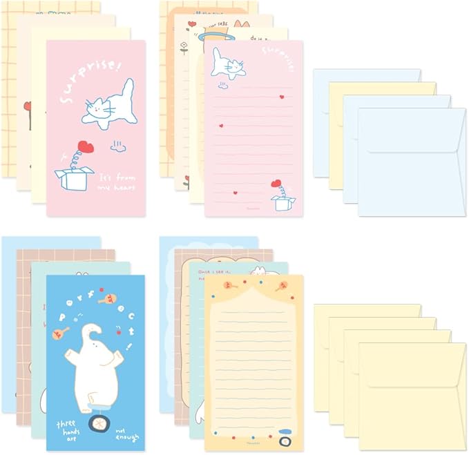 Monolike Story town Afternoon B Mini Letter Paper and Envelopes Set - 8Type, 32 Letter Paper + 16 Envelopes