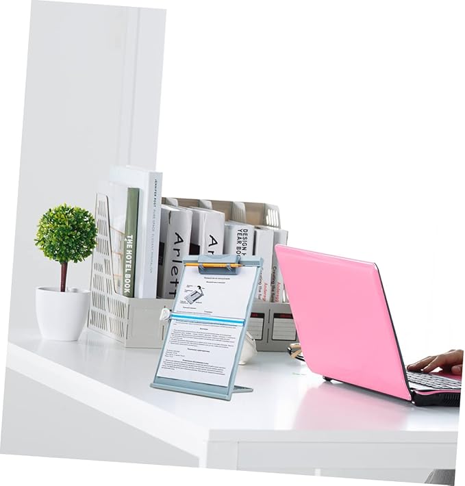Portable Document Holder Light Grey Desktop Book Stand for Students Home Office Kitchen Library Compact Reading Rack for Books Textbooks and Files