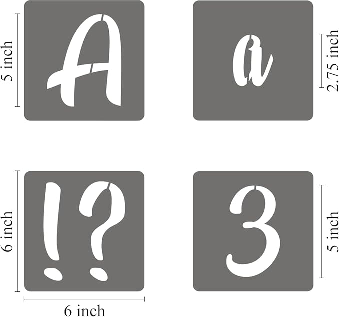 5 Inch Alphabet Letter Stencils - 70 Pack Letter Number Stencil Templates with Signs for Painting on Wood, Reusable Calligraphy Letters and Numbers Stencils for Chalkboard Fabric Wood Signs