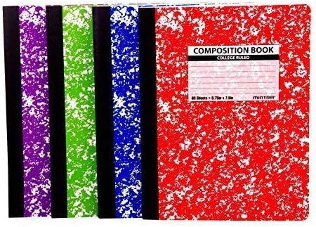 Mintra Office Composition Books - Sturdy Flexible Cover (4 Pack, Assorted Marble Comp - College Ruled)