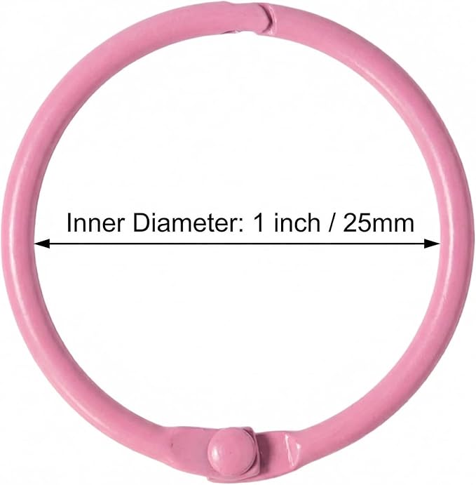 20 Pack 1 Inch Binder Rings, 2 Assorted Colors Loose Leaf Book Rings, Nickel Plated Metal Rings for Flash Cards, Index Cards, Key Rings, School Office Supplies (Hot Pink & Purple)