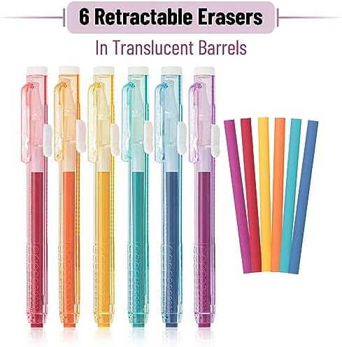 Mr. Pen- Retractable Mechanical Eraser Pens, 6 Pack, Vintage Colors | Latex-Free Precision Pencil Erasers for Artists, Students, Drawing, Sketching & Drafting