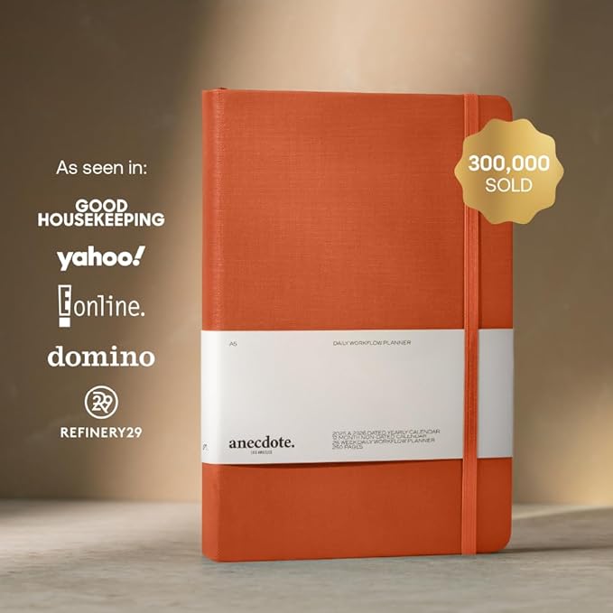 Anecdote Daily Planner w/ 2026-2027 Calendar | Start Anytime 26 Weeks Undated | 1 Page per Day | 8.5" x 5.2" | Hardcover To-Do List Organizer, Plan Your Success, Achieve Productivity Goals (Nutmeg)