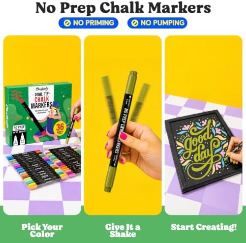 Chalkola 36 Dual Tip Liquid Chalk Markers for Blackboard Chalkboard Windows