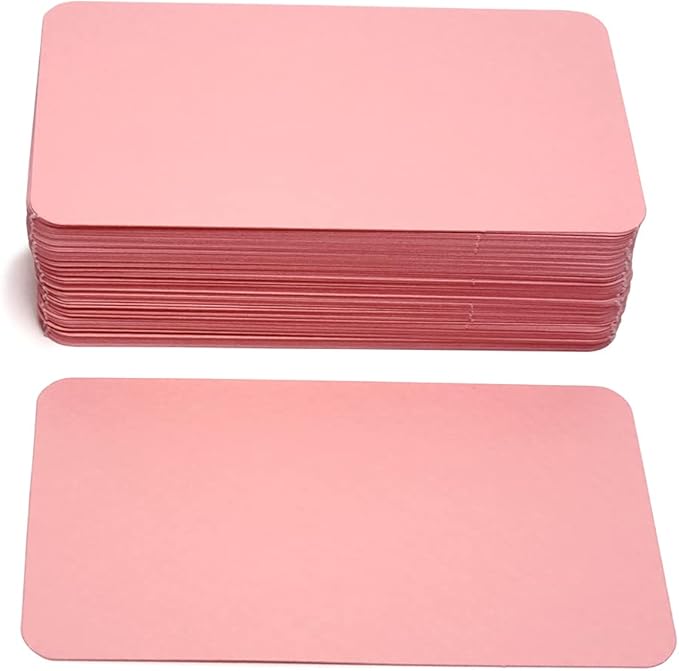 PPAPPAPPIYO 3.5x2 rounded corner index cards180gsm Thick Cardstock, Blank Colored Flash Cards for Study, Notes, Business Cards & Labels, Small Notecards 100 Pack (pink)